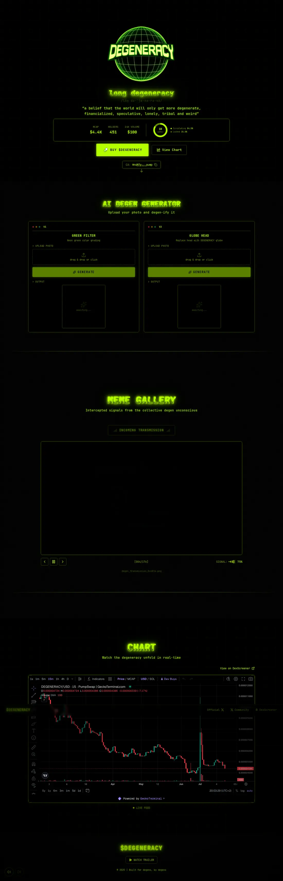 The Degeneracy website, full page