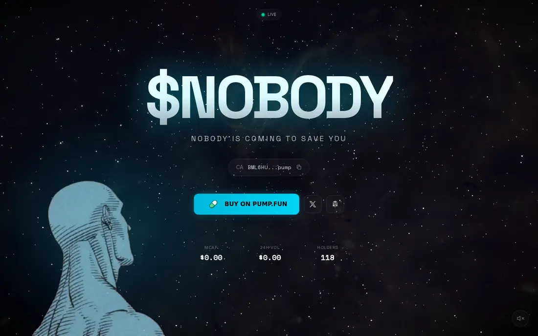 The Nobody website, full page