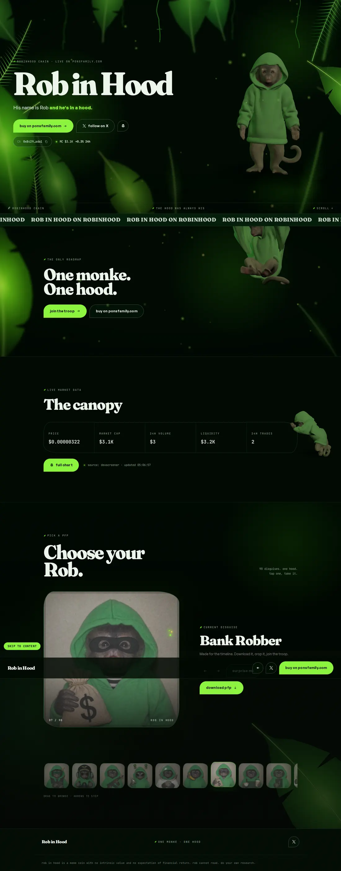 The Rob in Hood website, full page